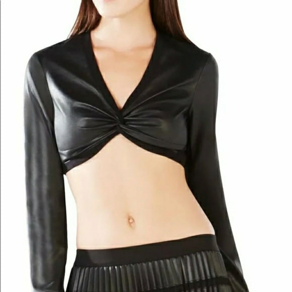 NWT BCBG vegan leather Raelee Crop Top